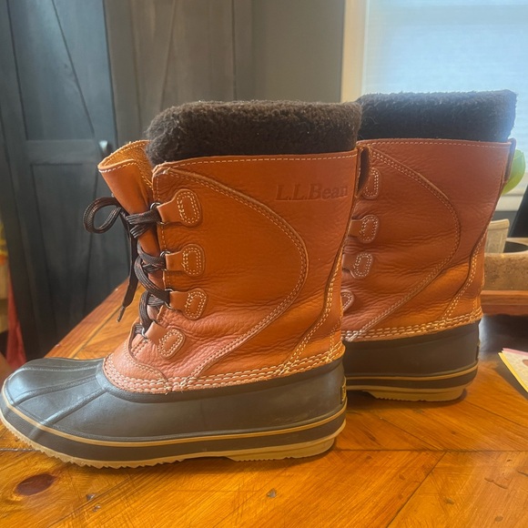 LL Bean Women’s Duck Snow Boots Tumbled Leather Removable Thinsulate Liner Sz. 9 - Picture 11 of 16